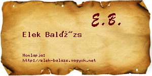 Elek Balázs névjegykártya